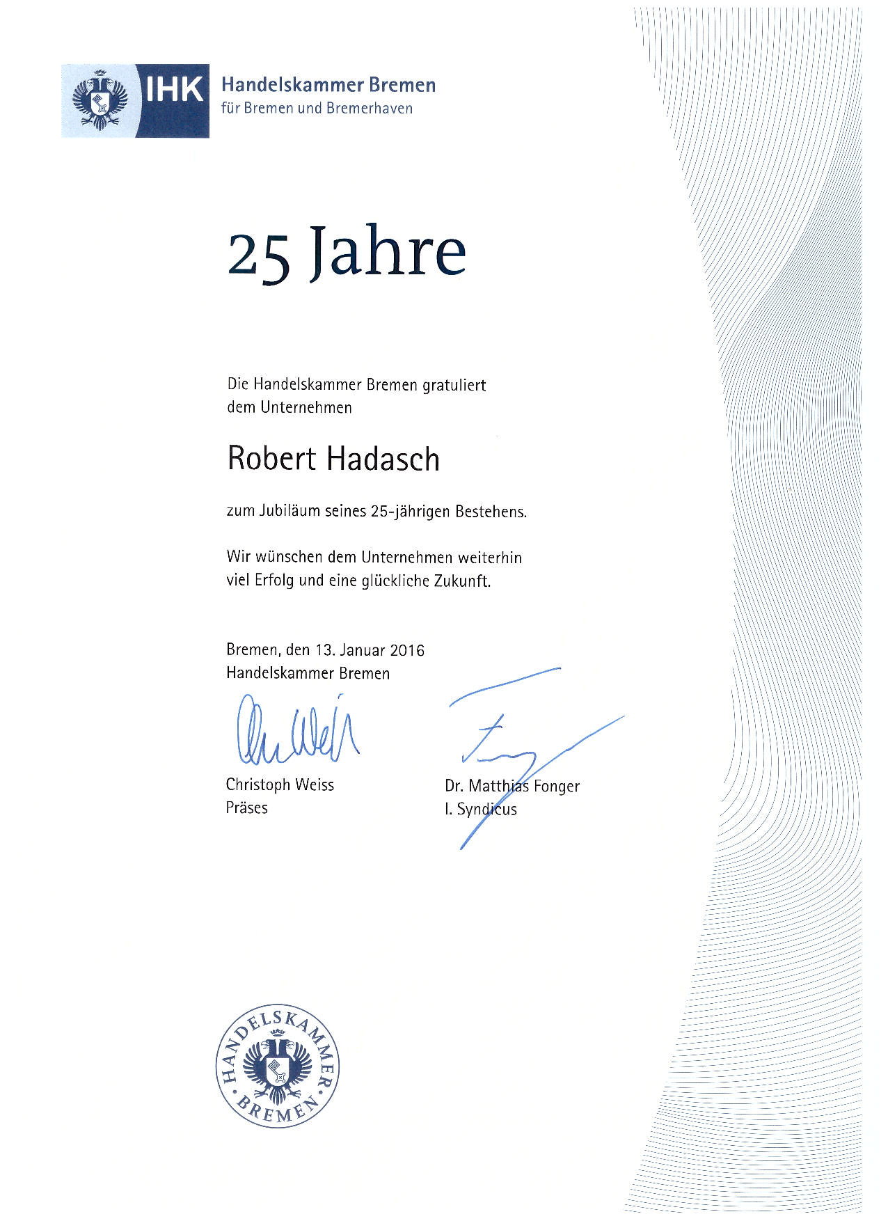25 Jahre Finanzdienstleistungen 2016